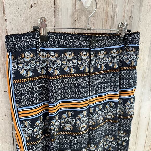 Elevenses Anthro Palazzo Geometric Multicolor Print Flowy Pants Womens Size 4 - Picture 2 of 8